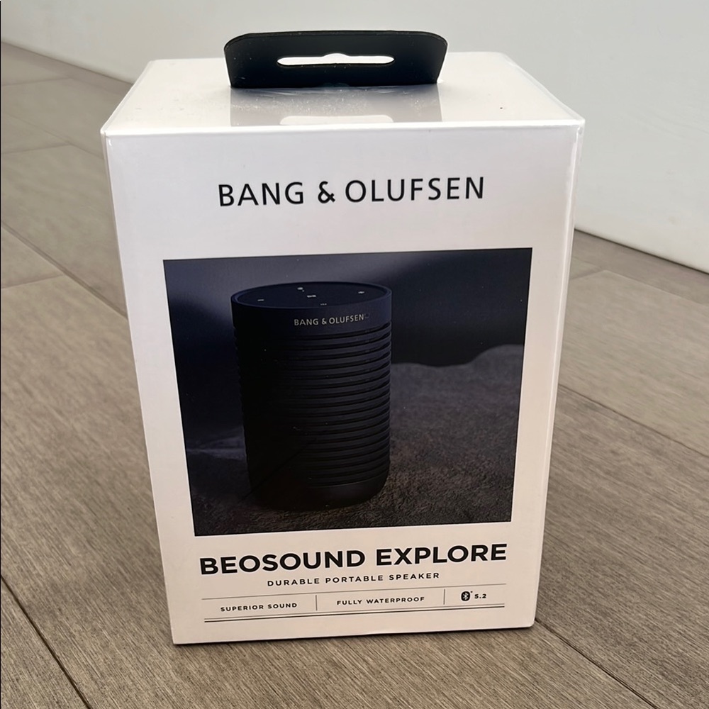 Brand new, never used. Bang & Olufsen Black Portable Speaker with Sleek Design